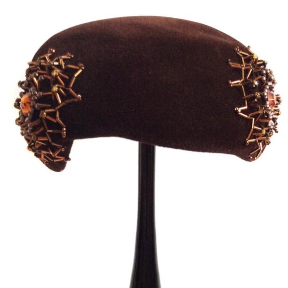 Vintage Carol Velour Beaded Hat main image 5